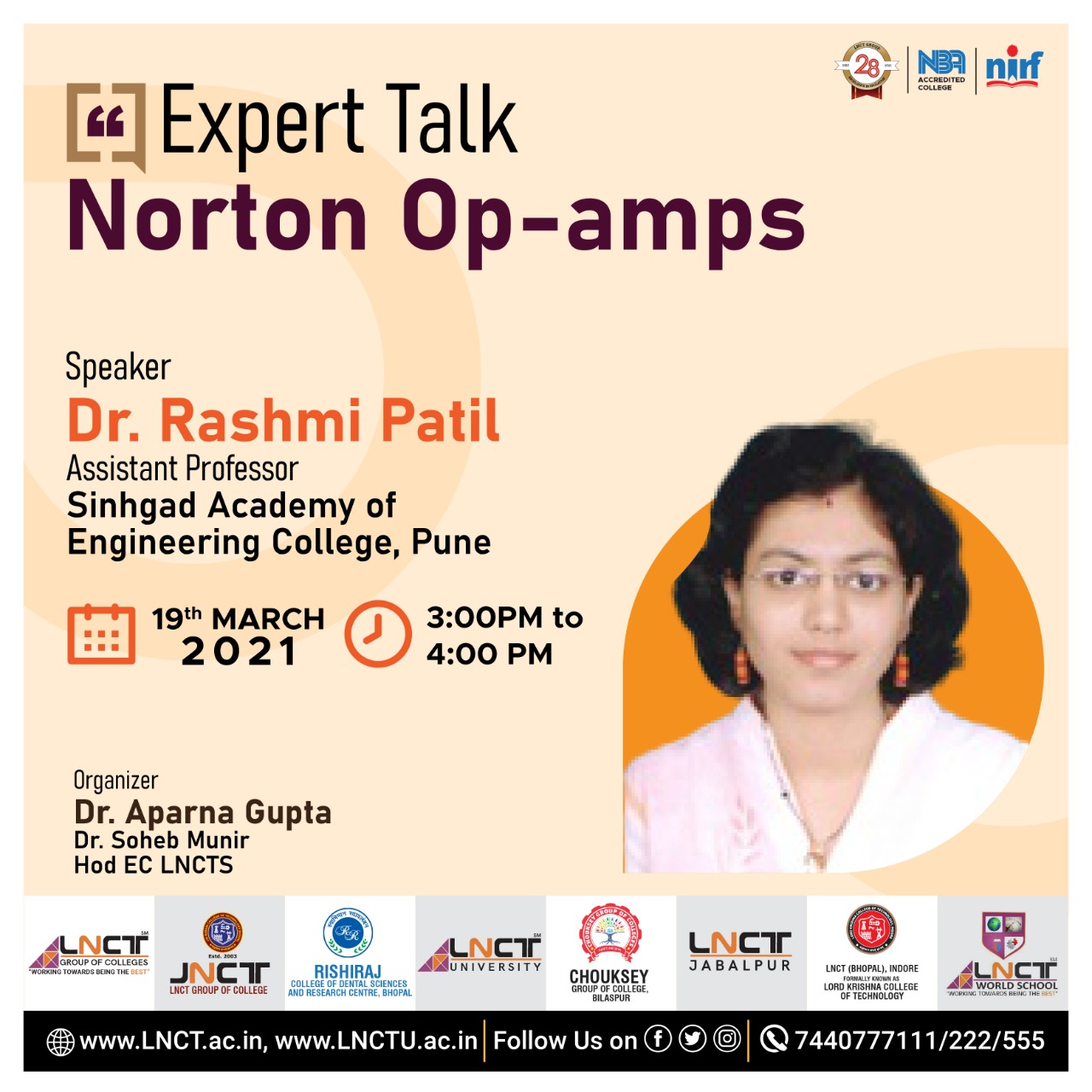 Department of Electronics and Communication Engineering of LNCTS is organizing Expert Talk | Norton Op-amps 3
