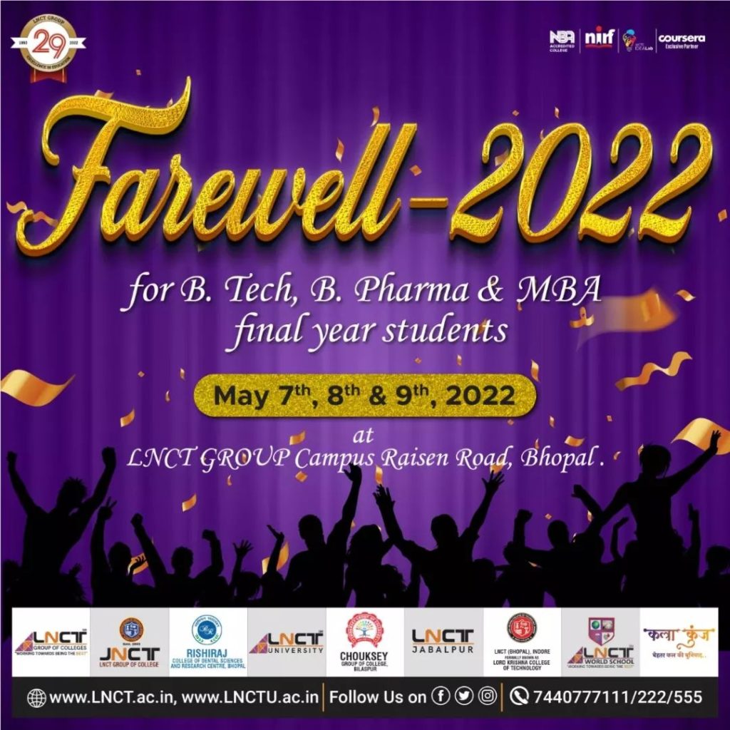 LNCT Group Presents Farewell Party Btech Bpharma and MBA. 2
