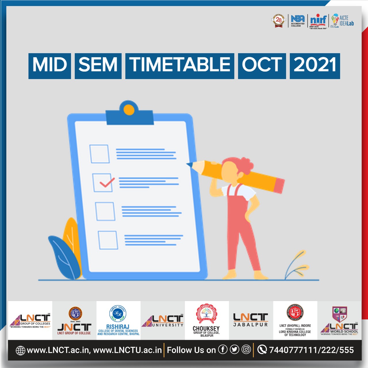 Mid Sem Timetable Oct 2021 | LNCT Group