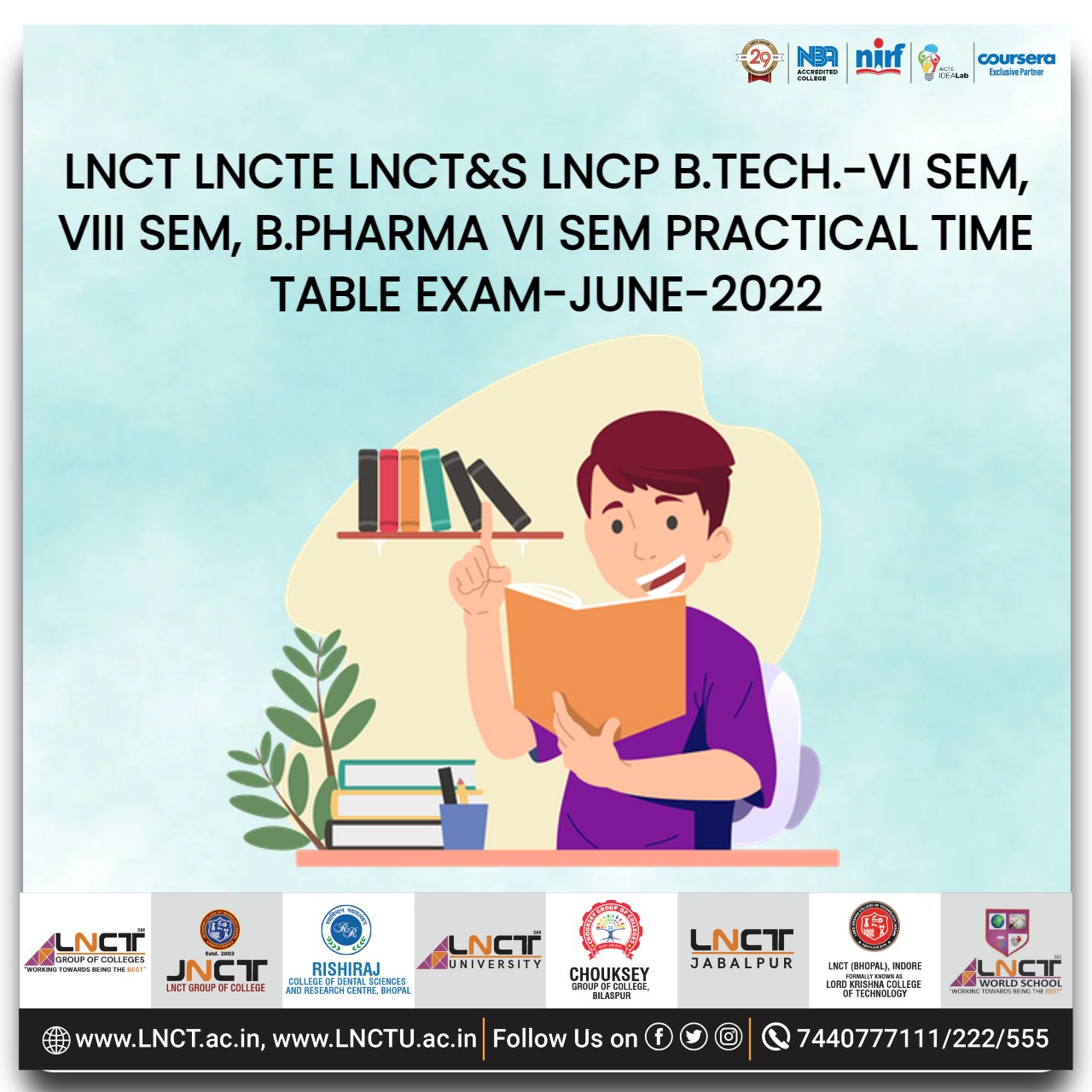 B.TECH B.PHARMA PRACTICAL TIME TABLE EXAM-JUNE-2022 | LNCT Group