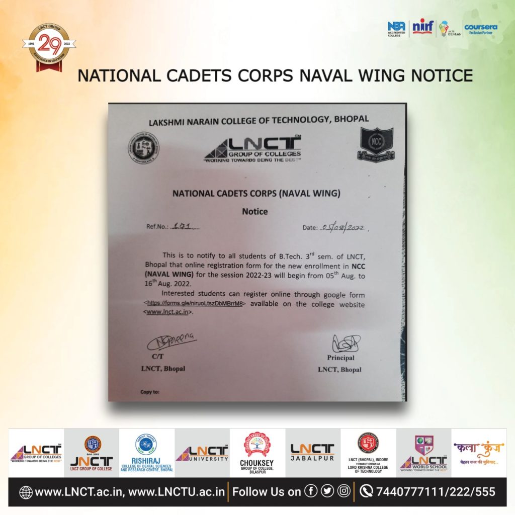 National Cadets Corps Naval Wing Notice 1