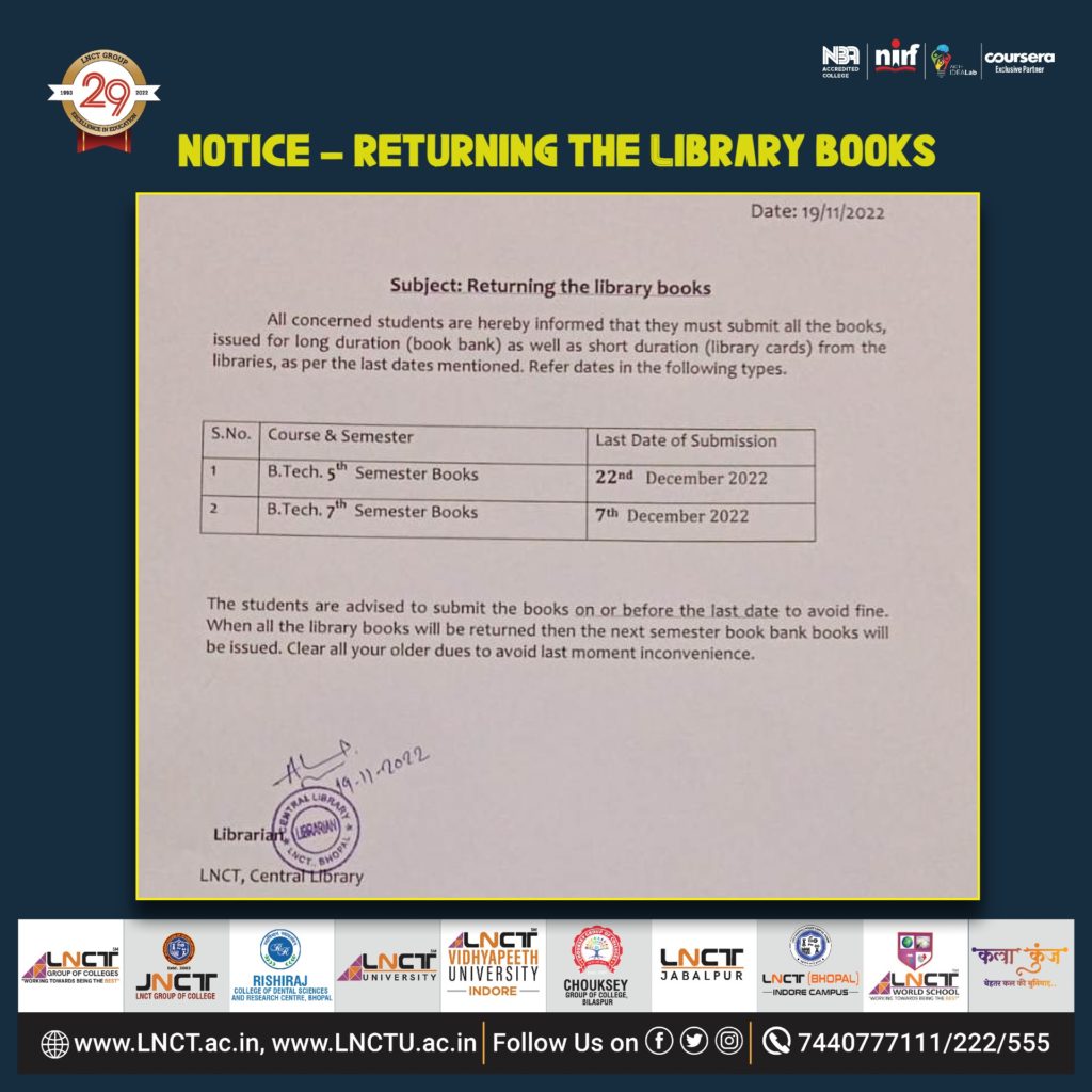 Notice - Returning the Library books 1