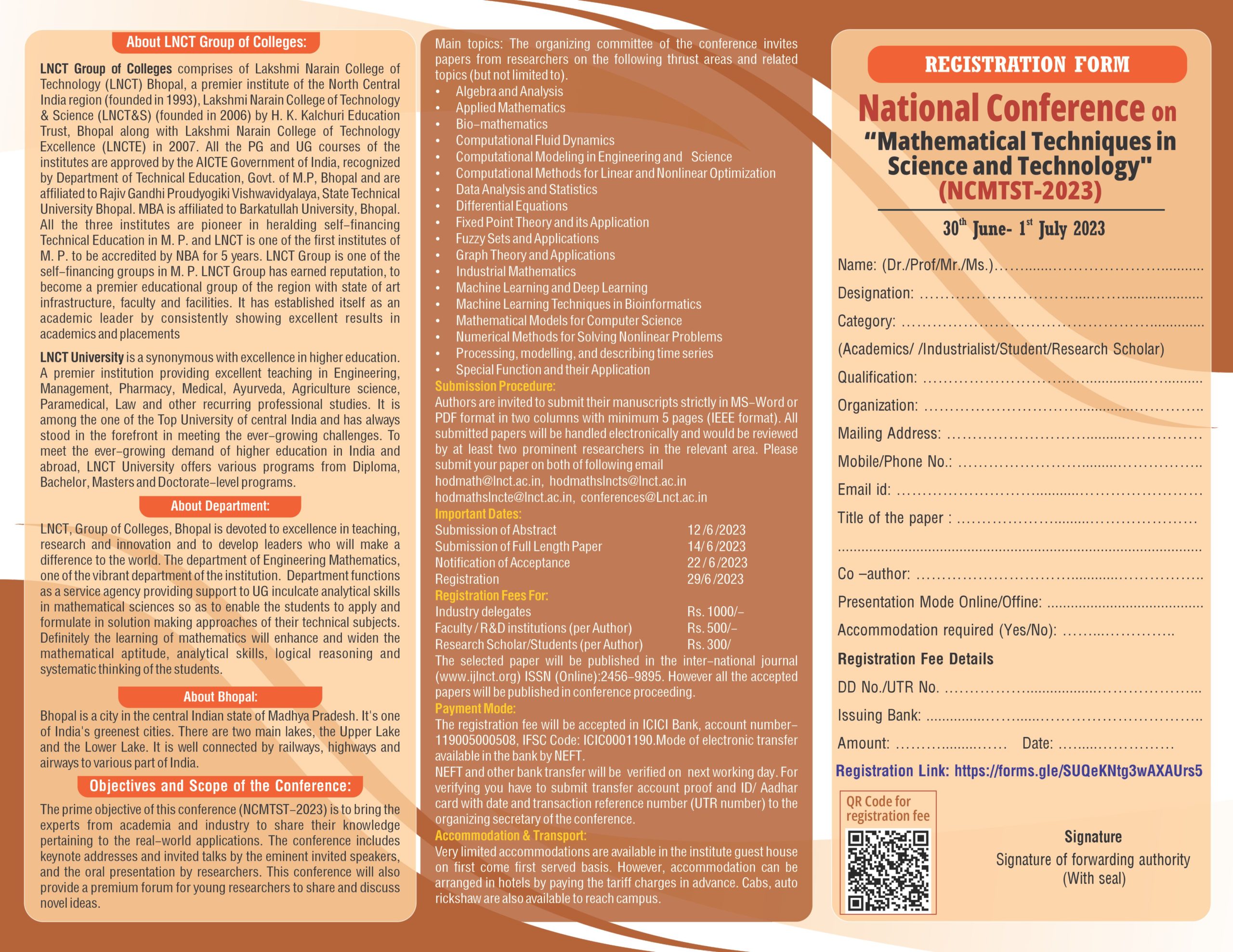 National Conference on Mathematical Techniques in Science and Technology 1