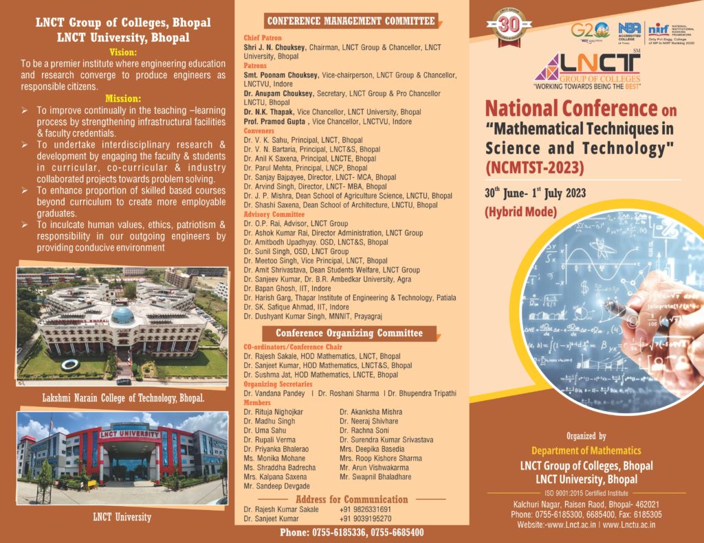 National Conference on Mathematical Techniques in Science and Technology 19