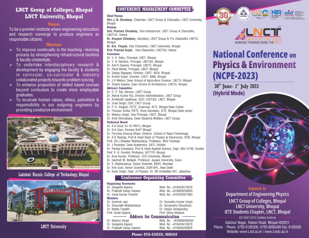National Conference on Physics & Environment (NCPE-2023) 3