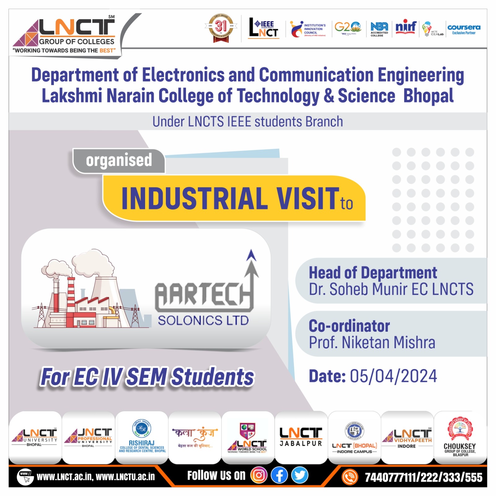 Industrial Visit To Aartech Solonics Ltd | LNCT Group