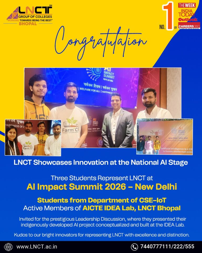 Students of LNCT College showcased their excellence at the AI Impact Summit 2026 held in New Delhi. 1