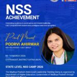 Congratulations to Poorvi Ahirwar, NSS Volunteer, for achieving state-level 2