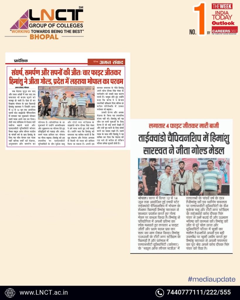 LNCT Student Himanshu Saraswat Wins Gold Medal at MP State Taekwondo Championship 2026 32