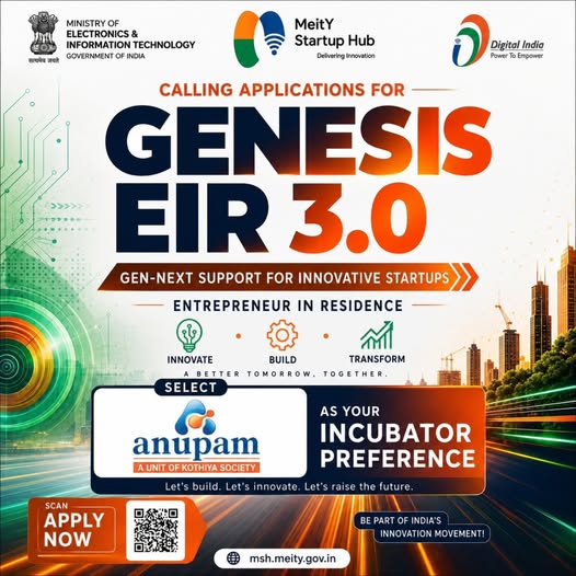 GENESIS EiR Cohort-3 Applications Open at Anupam Incubation and Innovation Center (AIIC) 1